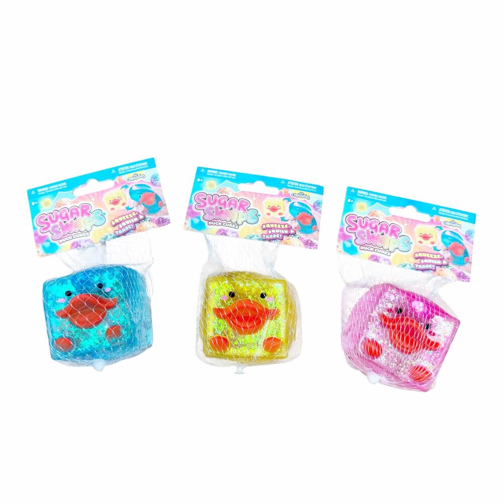 Orb Curiosities Sugar Swaps Duck Cubes Fidget Lot of 3 Blue Yellow Pink
